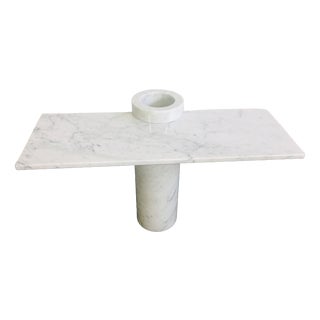 Console Table Loico Model in White Carrara Marble by Angelo Mangiarotti for Skipper, 1990s For Sale
