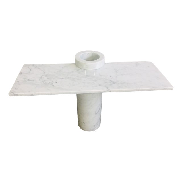 Console Table Loico Model in White Carrara Marble by Angelo Mangiarotti for Skipper, 1990s For Sale