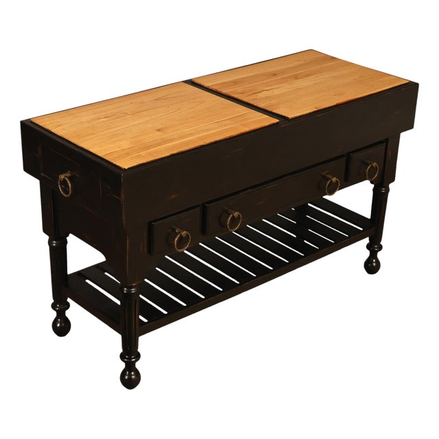 French Colonial Style Butcher Block Kitchen Island For Sale