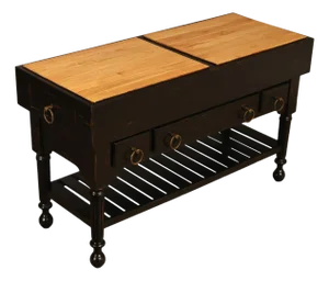French Colonial Style Butcher Block Kitchen Island