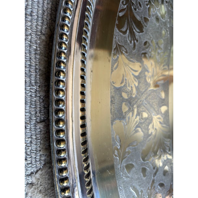 Metal Monumental Silver Plate Reticulated Tray For Sale - Image 7 of 16
