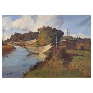 Angiolo Volpe, Livorno Retoni Sull Arnaccio, Oil on Canvas, Framed For Sale