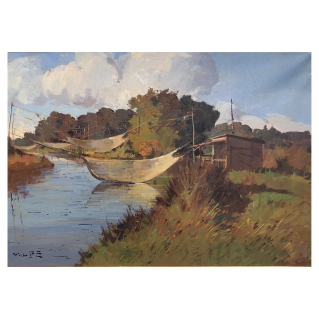 Angiolo Volpe, Livorno Retoni Sull Arnaccio, Oil on Canvas, Framed For Sale