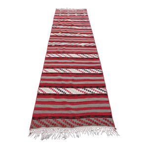 1970s Traditional Stripe Design Handmade Turkish Kilim Runner Rug