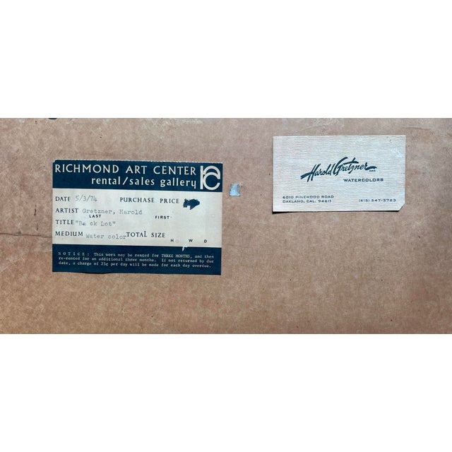 Blue "Showers Today" San Francisco's Chinatown on an Overcast Day Original Watercolor by Harold Gretzner For Sale - Image 8 of 8