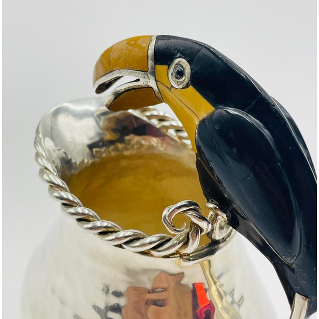 Emilia Castillo Silver-Plated Toucan Creamer With Onyx & Jasper, Mexico 1980's For Sale - Image 14 of 18