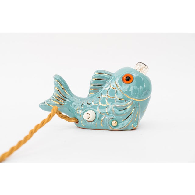 Vintage Ceramic Fish Table Lamp, 1960s For Sale - Image 9 of 12