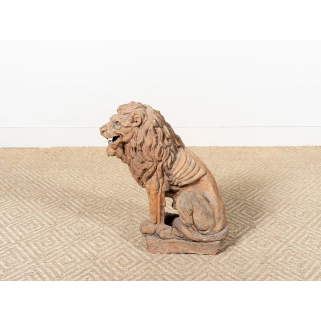 Neoclassical Antique Terracotta Lion Figure For Sale - Image 3 of 7