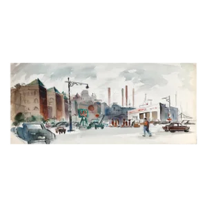 1960s "Gas Line P3.10" Watercolor Painting by Eve Nethercott