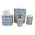 1980s Labrazel Ceramic Bath Set, Black/Cream Toile Made in Italy, Wastebasket, Tissue Holder, Soap Dispenser, Covered Jar - 4 Piece Set For Sale