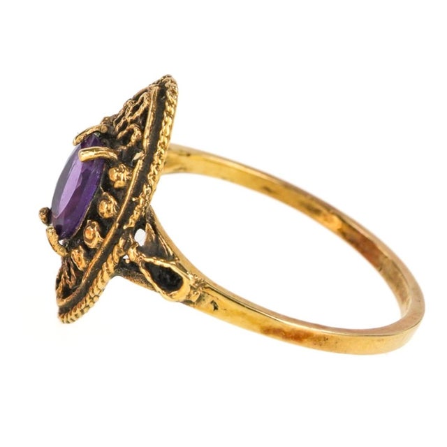 Vintage 14k Gold Amethyst Cocktail Ring For Sale - Image 4 of 5