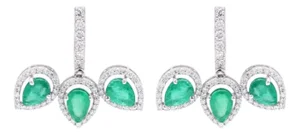 Natural Emerald 2.55ct & Diamond 0.85ct Stud Earrings in 18k Gold