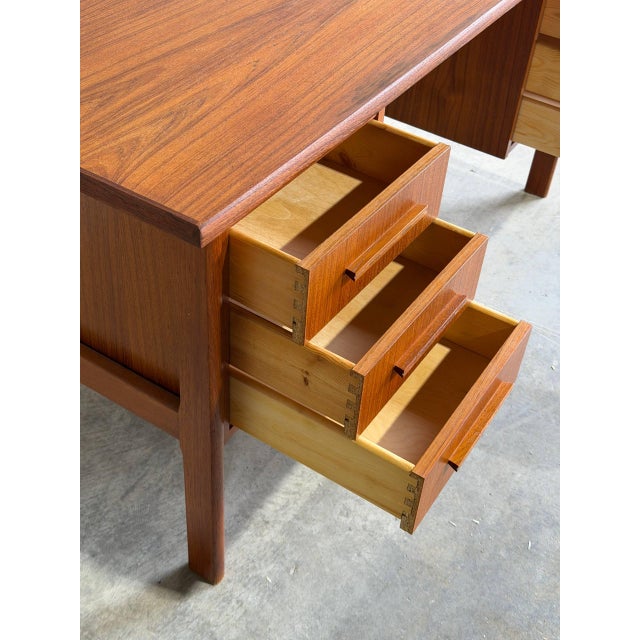 Teak Writing Table Home Office Storage Desk Denmark Mid-Century Modern 1960s For Sale - Image 4 of 10