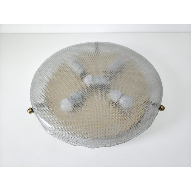 Vintage Textured Glass and Brass Flush Mount from Hillebrand Leuchten, Germany, 1970s For Sale - Image 11 of 18