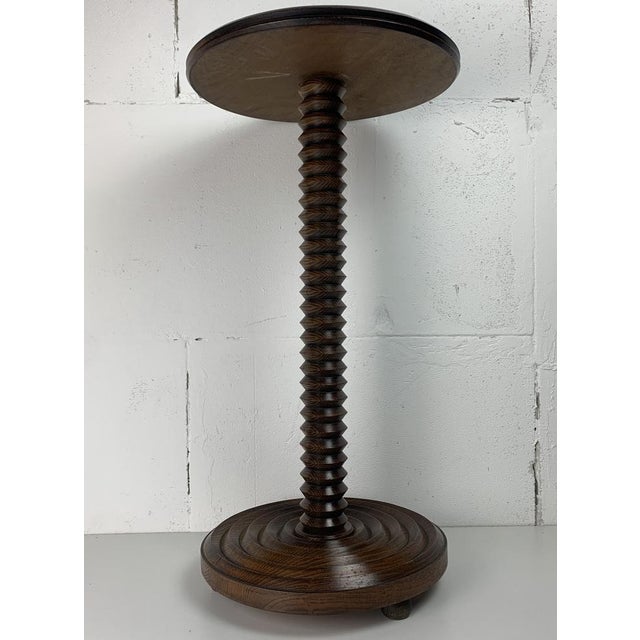 Charles Dudouyt French Brutalist Wood Turned Side Table by Charles Dudouyt, 1940s For Sale - Image 4 of 17