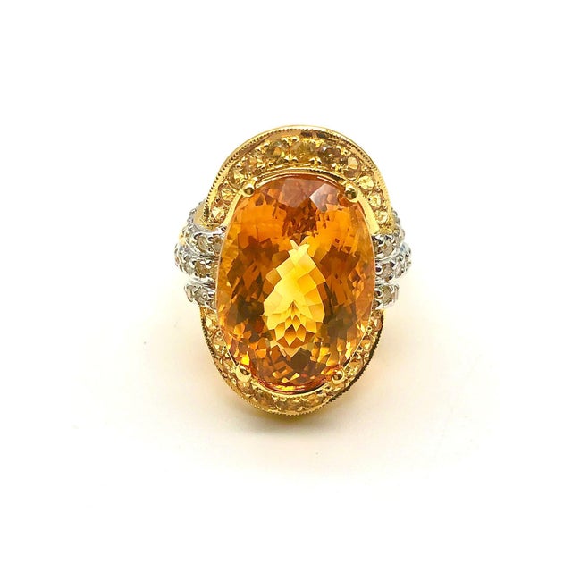 Bochic “Orient” Vintage Yellow Sapphire, Citrine & Diamonds Set 18K Gold & Silver For Sale - Image 12 of 13