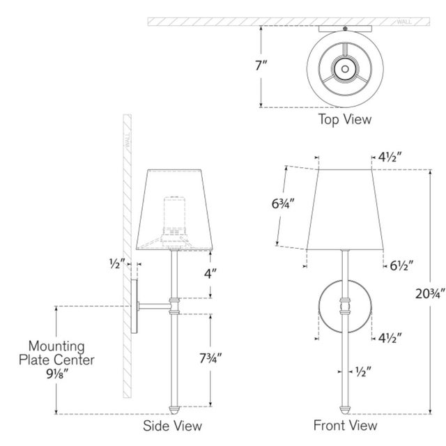 Suzanne Kasler for Visual Comfort Signature Camille 20" Cordless Sconce in Hand-Rubbed Antique Brass with Linen Shade For Sale - Image 12 of 14