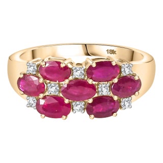 18k Yellow Gold Ruby Ring With Diamond Wedding Ring Size 5 For Sale