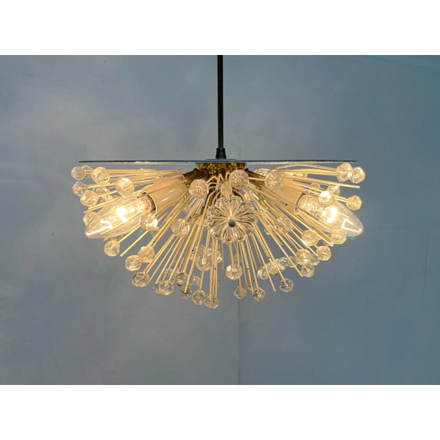 Mid-Century Austrian Flower Snowflake Pendant Lamp by Emil Stejnar for Rupert Nikoll, Vienna, Austria, 1950s For Sale - Image 9 of 18