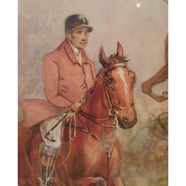 Original Thomas Blinks Watercolor Equestrian Horse Hunt Dogs Painting For Sale In Fayetteville, AR - Image 6 of 18