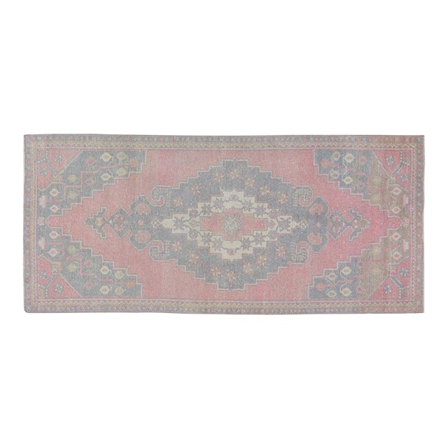 Vintage Turkish Anatolian Hand Knotted Wool Rug, 3'3''x7'5'' For Sale