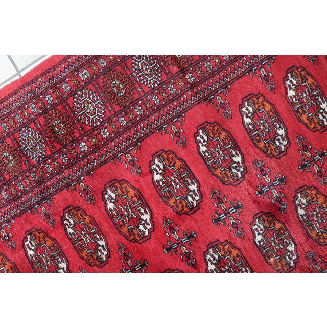 Textile 1960s, Handmade Vintage Turkmen Ersari Rug 4.2' X 4.6' For Sale - Image 7 of 16