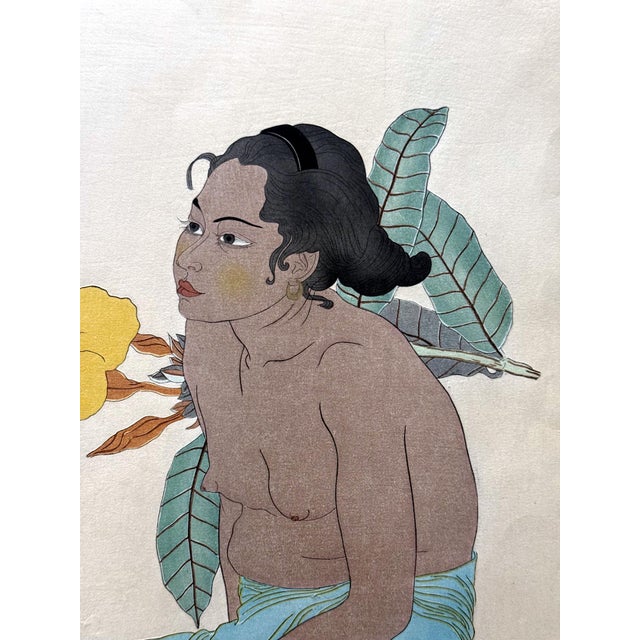 Japonisme Editioned Woodblock Print Jeune Fille de Saipan by Paul Jacoulet For Sale - Image 3 of 17