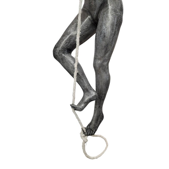 7 Feet Tall Contemporary Cast Aluminum "Climbing Man" Suspended Sculpture For Sale - Image 16 of 17