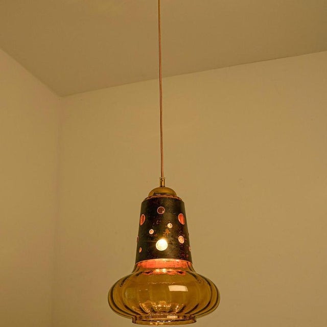 Metal Copper Glass Pendant Lamp from Raak, 1960 For Sale - Image 7 of 12