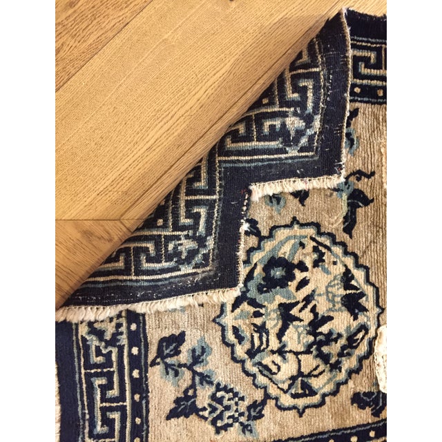 Antique Tibetan Hand-Knotted Saddle Rug with Tang & Song Dynasty Pattern For Sale - Image 9 of 15