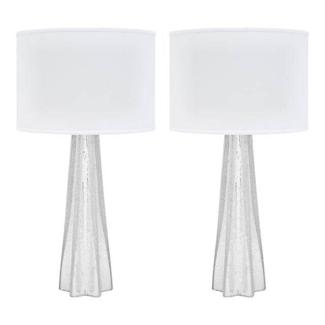 Silver Leaf Murano Pulegoso Glass Lamps - a Pair For Sale - Image 10 of 10