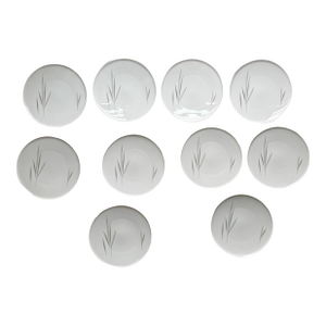 Set of 10 Vintage Heinrich & Co. Bavaria Porcelain Plates – Grazie Pattern – 7.75”