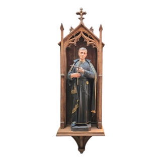 Statue of Patron Saint Gerard Majella in Gothic Niche For Sale