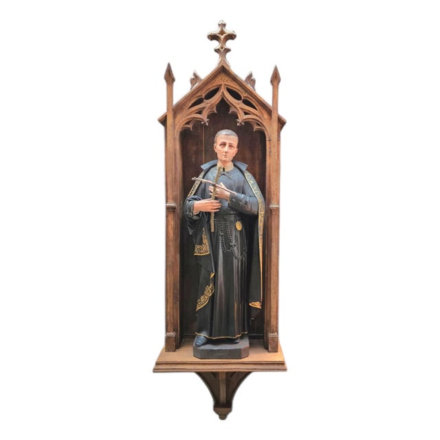 Statue of Patron Saint Gerard Majella in Gothic Niche For Sale