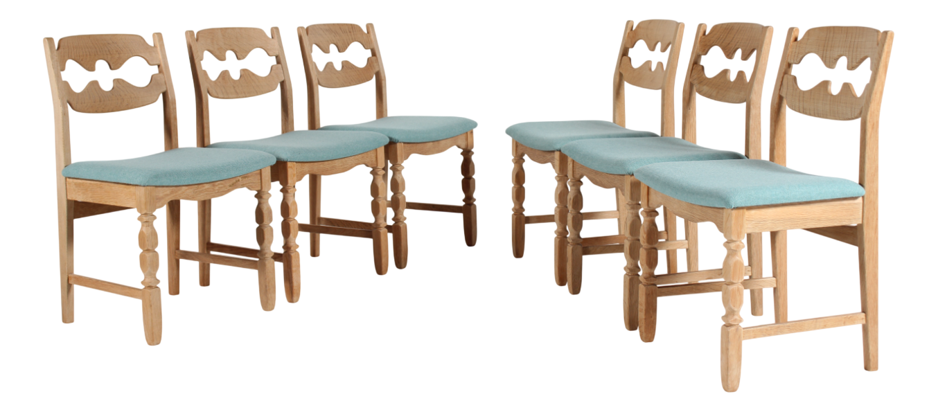 Vintage Danish Razor Blade Chairs in Oak by Henning Kjærnulf