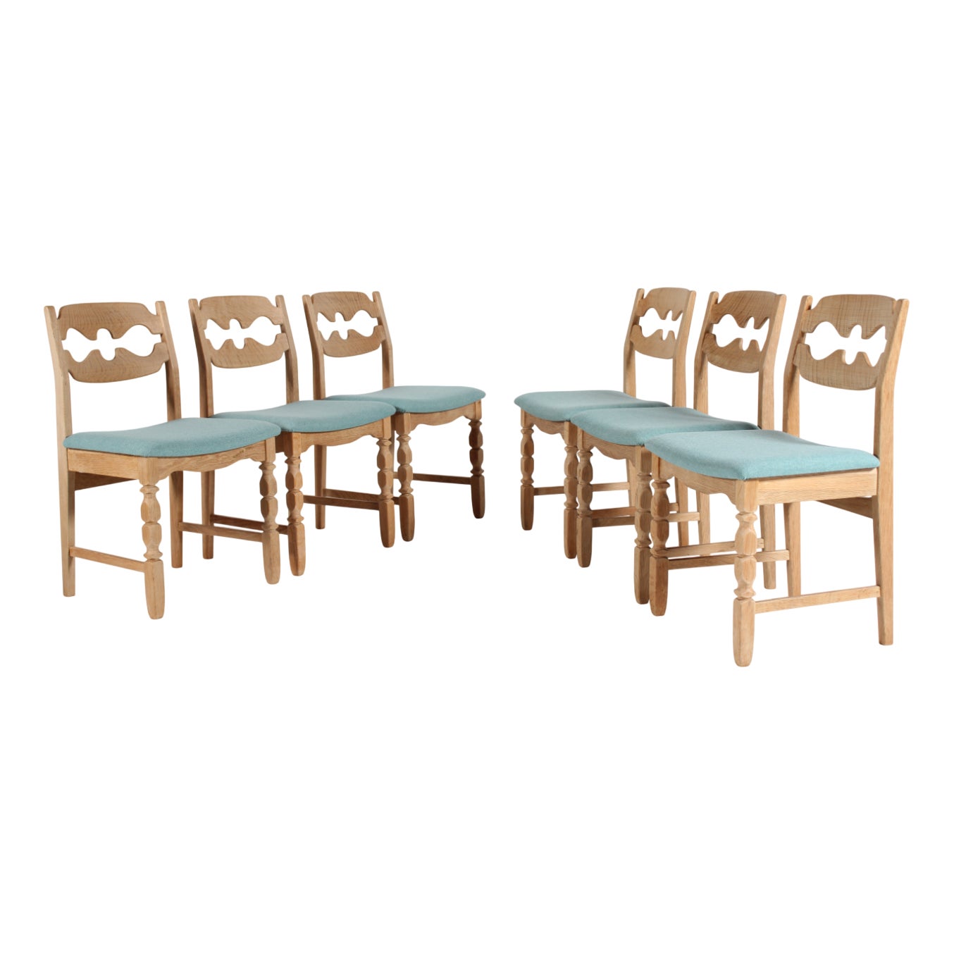 Vintage Danish Razor Blade Chairs in Oak by Henning Kjærnulf