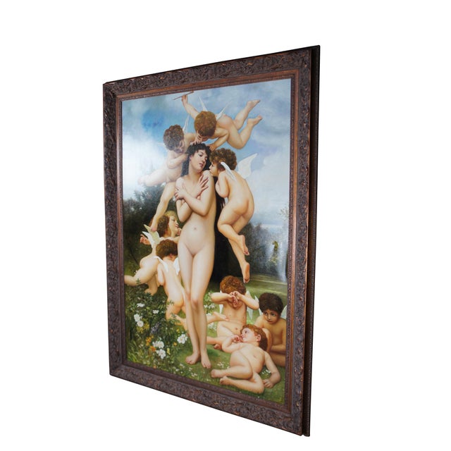 A very large and impressive reproduction oil painting of "The Return of Spring" by William-Adolphe Bouguereau. This...