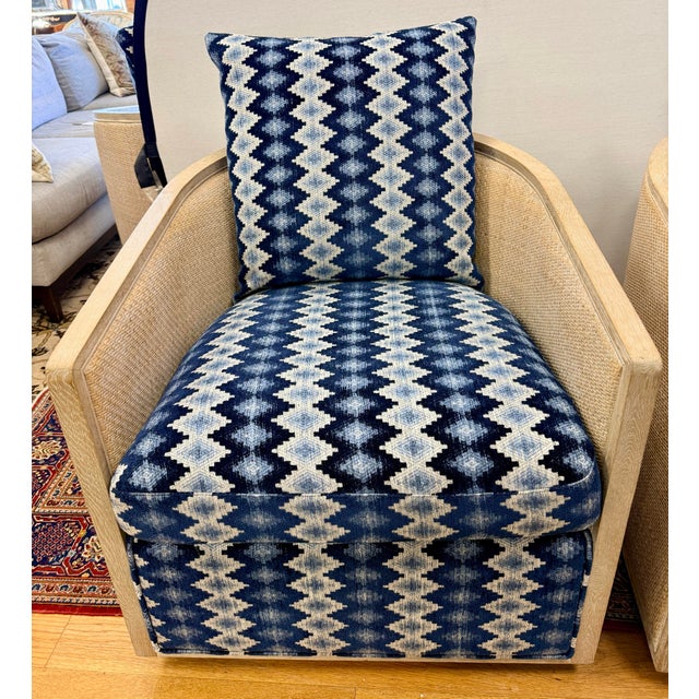 2020s Pair of Taylor King Upholstered Swivel Chairs For Sale - Image 5 of 8