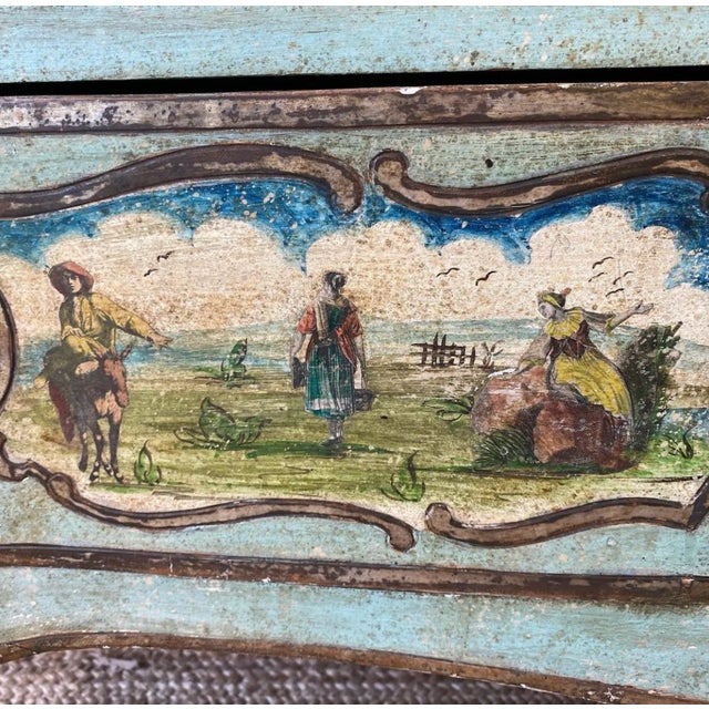 Italian Painted Commode With Artist Scenes - 18th C For Sale - Image 6 of 11