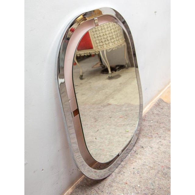 Metal Mid-Century Modern Wall Mirror attributed to Belgo Chrome, Belgium, 1970 For Sale - Image 7 of 9