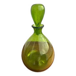 1960s Mid Century Modern Blenko Olive Green Glass Decanter Model 649 by Joel Myers