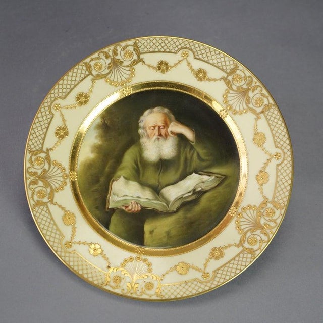 Gold Antique Royal Vienna Fraurueth Porcelain Portrait Plate With Gilt Border C1890 For Sale - Image 8 of 8