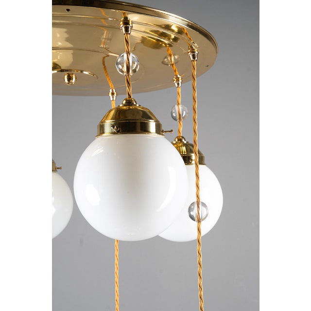 Art Deco Chandelier with Opal Glass Shades, Vienna, 1920s For Sale - Image 12 of 18