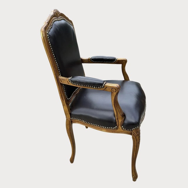 Vintage Chateau d'Ax Louis XV Style Bergère Arm Chair For Sale - Image 4 of 7