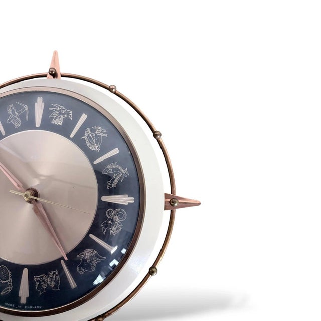 1950s Mid-Century Copper Zodiac Wall Clock from Metamec, 1950s For Sale - Image 5 of 9