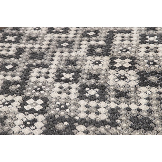 Allover Designed Soumak Wool Rug in Gray Tones For Sale - Image 4 of 7