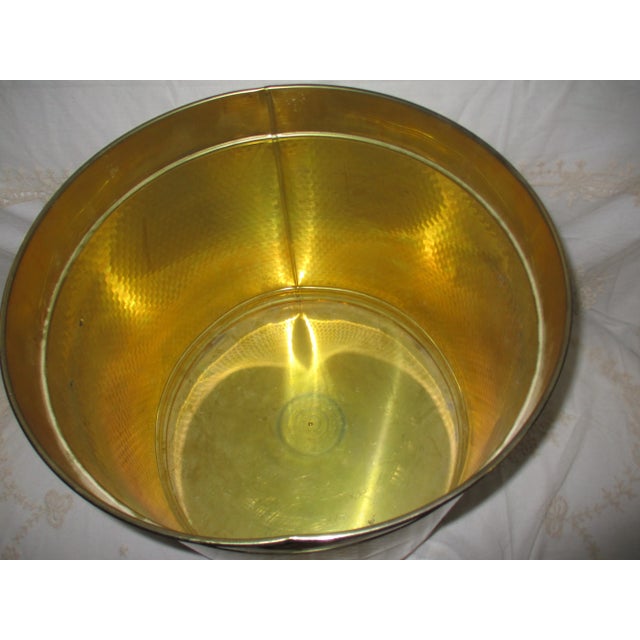 1990s Vintage Huge Brass Planter / Pot With Brass Lion Head Handles 17 X 18 For Sale - Image 5 of 5