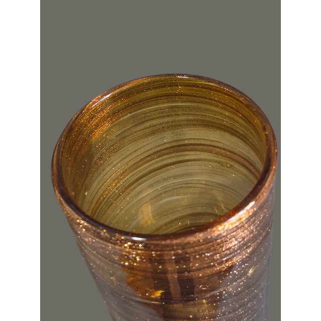 Late 20th Century Mid-Century Modern Hand Blown Art Glass Gold Dust Attributed Murano 4 Tumblers For Sale - Image 4 of 6