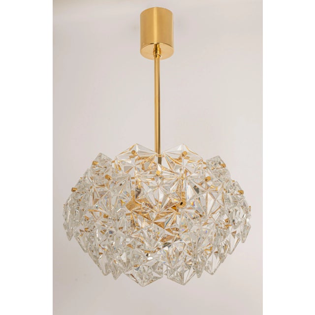 1970s Petite German Brass and Crystal Glass Chandeliers by Kinkeldey, 1970s For Sale - Image 5 of 16