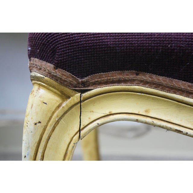 Antique French Provincial Embroidered Needlepoint Vanity Bench Foot Stool 18" For Sale - Image 9 of 18